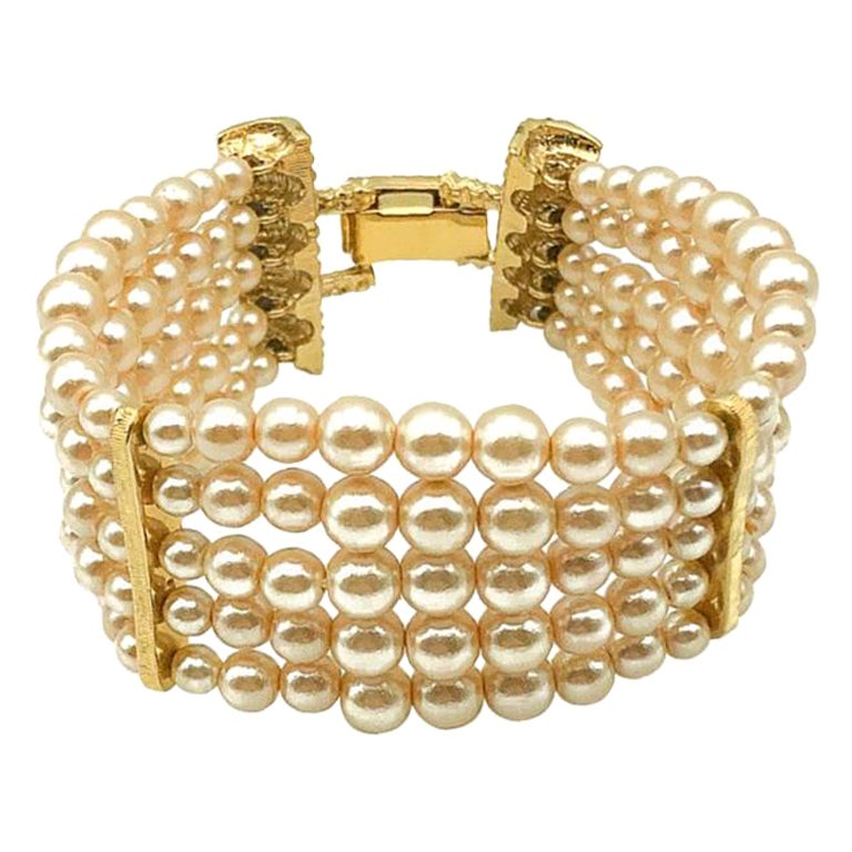 Pulsera vintage de perlas de varias vueltas Christian Dior Años 90