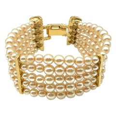Pulsera vintage de perlas de varias vueltas Christian Dior Años 90