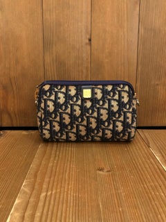 Vintage CHRISTIAN DIOR Navy Jacquard Trotter Lipstick Pouch (Altered)