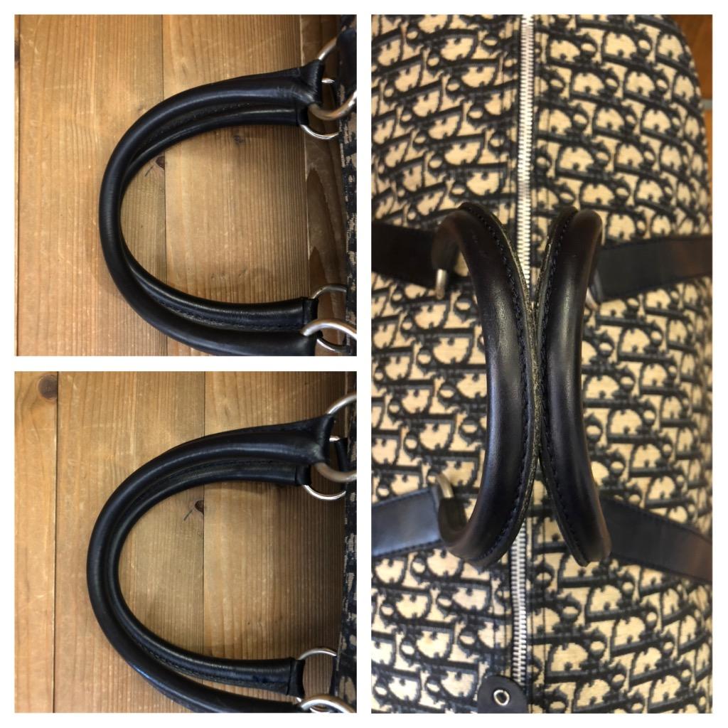Noir CHRISTIAN DIOR - Sac à main vintage en jacquard trompette bleu marine, taille 45