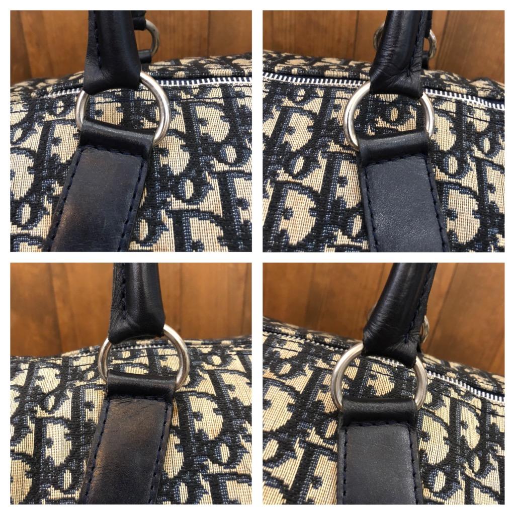 Vintage CHRISTIAN DIOR Navy Trotter Jacquard Boston Duffle Bag 45 In Good Condition For Sale In Bangkok, TH