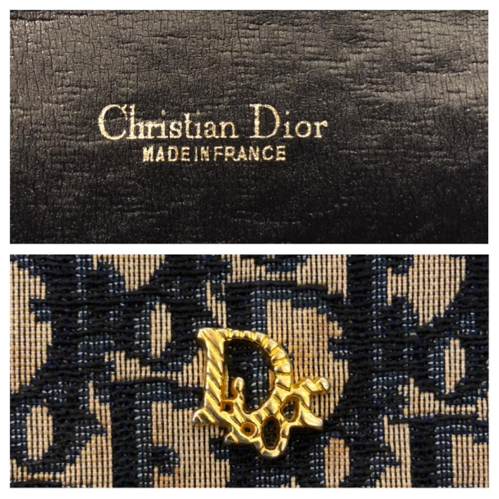 Vintage CHRISTIAN DIOR Navy Trotter Jacquard Chain Bag Small For Sale 2