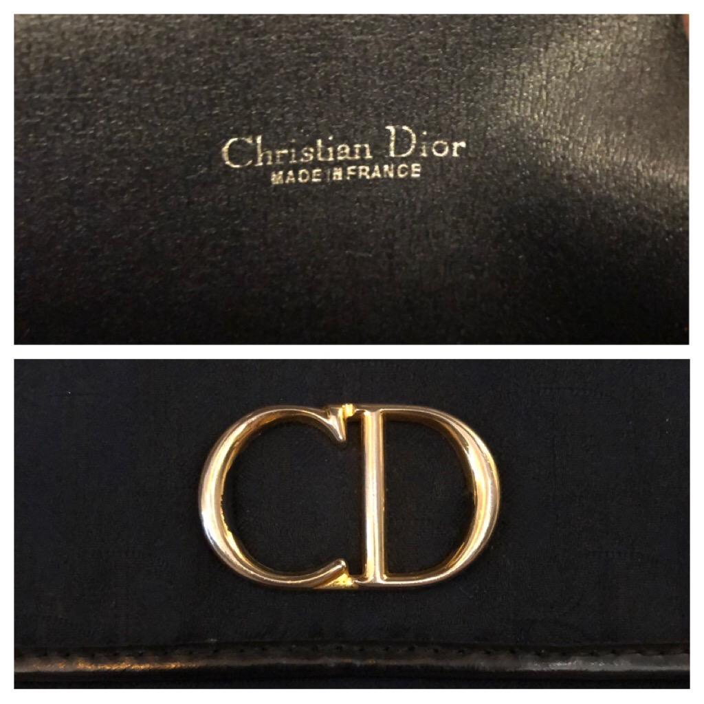 Vintage CHRISTIAN DIOR Navy Trotter Jacquard Chain Shoulder Bag In Fair Condition For Sale In Bangkok, TH