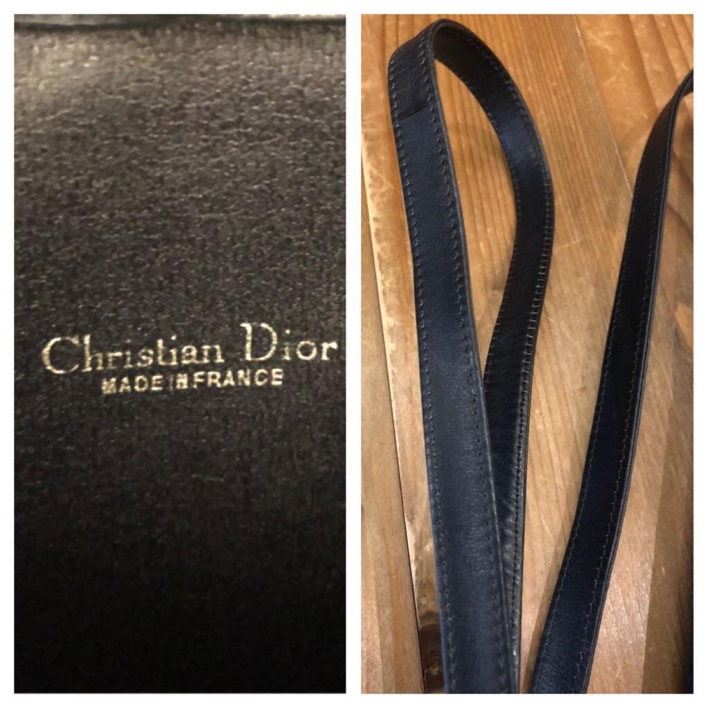 Vintage CHRISTIAN DIOR Navy Trotter Jacquard Chain Shoulder Bag For Sale 1