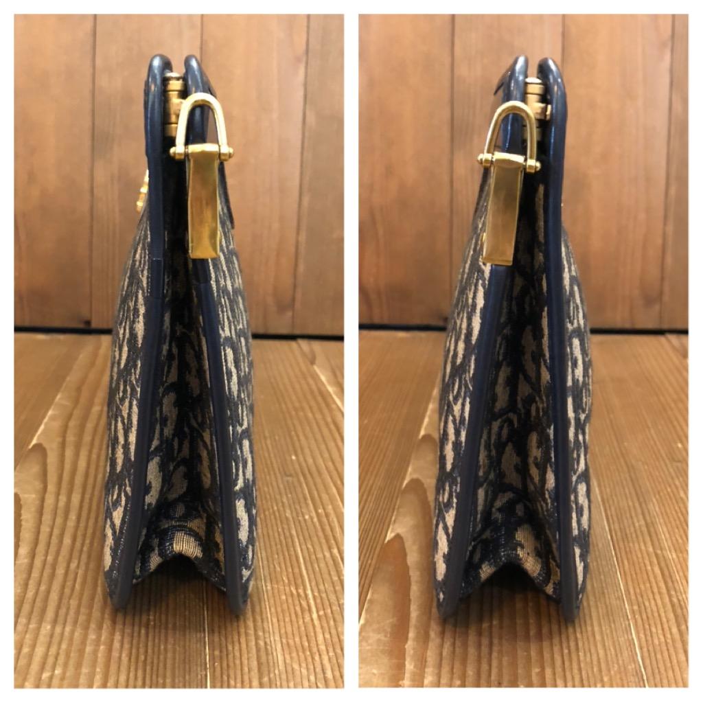 Vintage CHRISTIAN DIOR Navy Trotter Jacquard Clutch Bag (Altered) 3