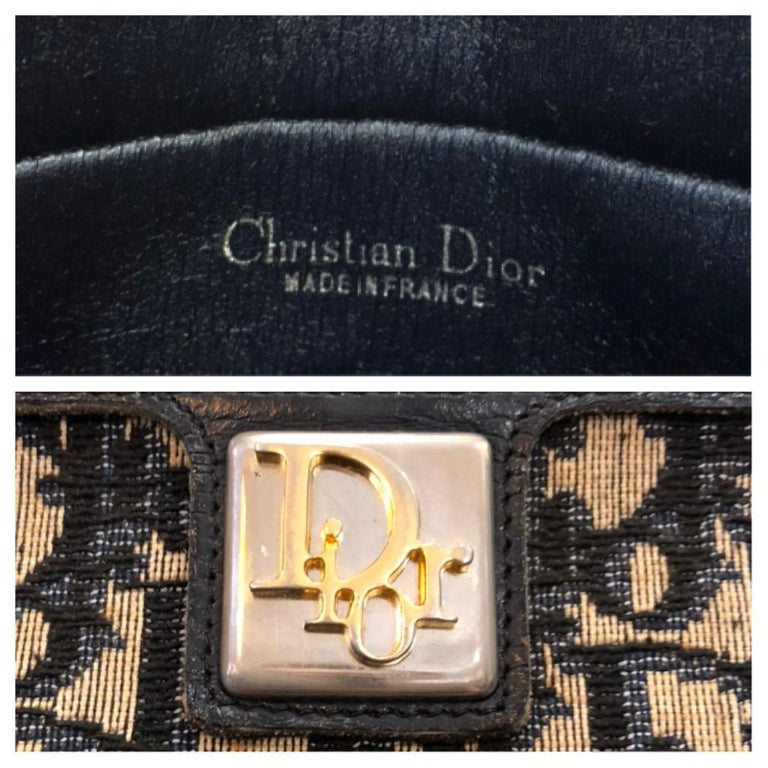 Vintage CHRISTIAN DIOR Navy Trotter Jacquard Clutch Bag (Altered