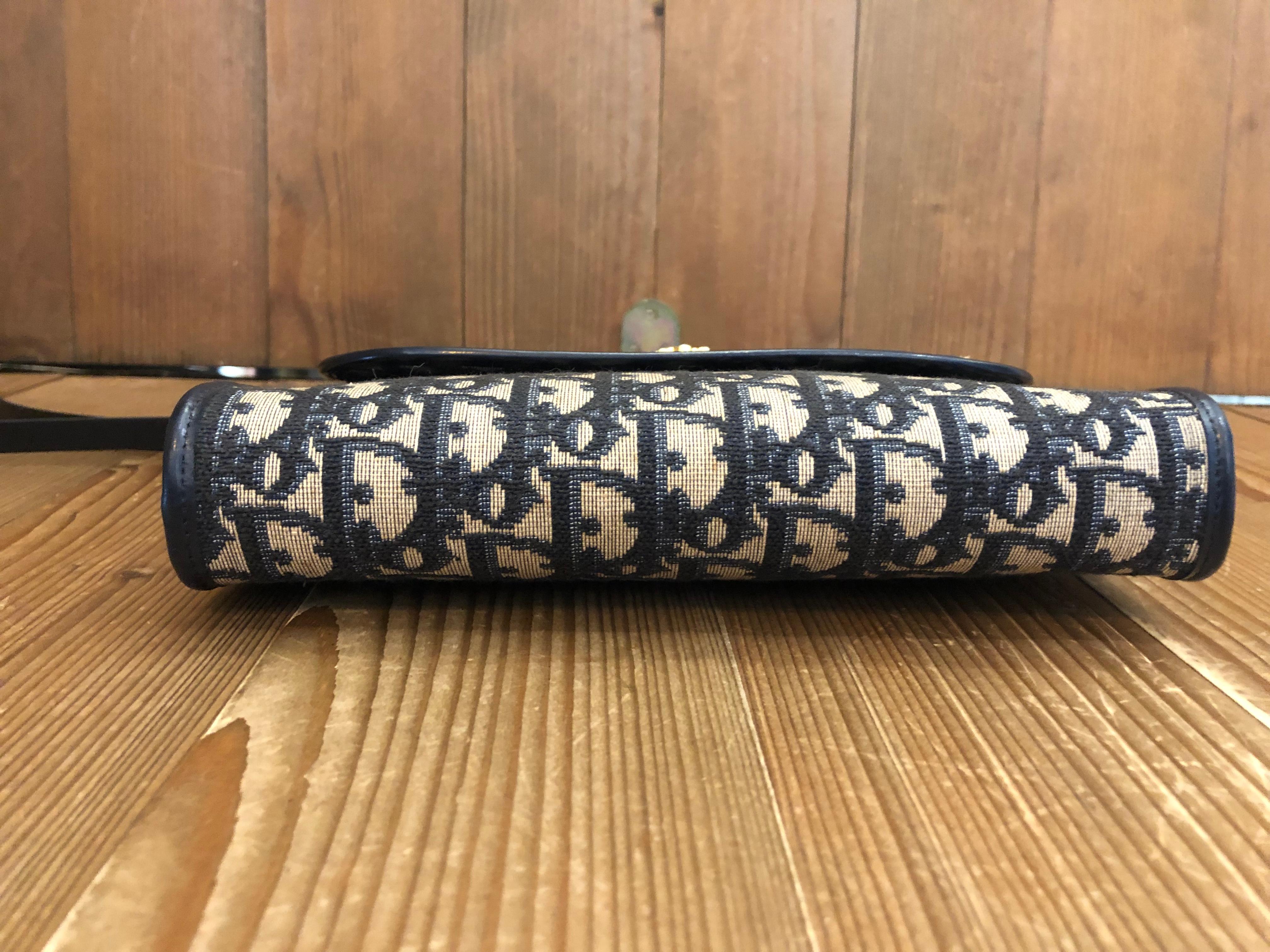 Vintage CHRISTIAN DIOR Navy Trotter Jacquard Crossbody Bag 3