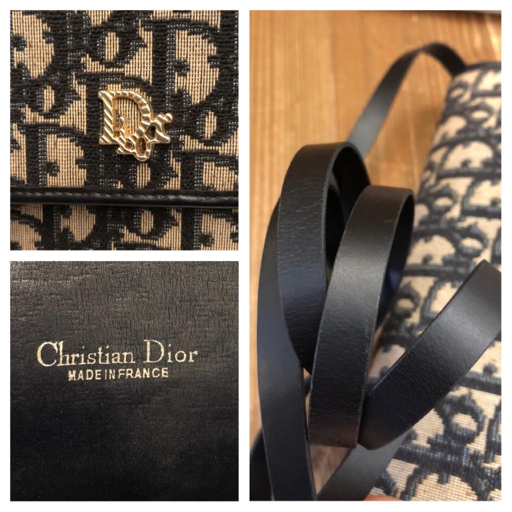 Vintage CHRISTIAN DIOR Navy Trotter Jacquard Crossbody Bag 1