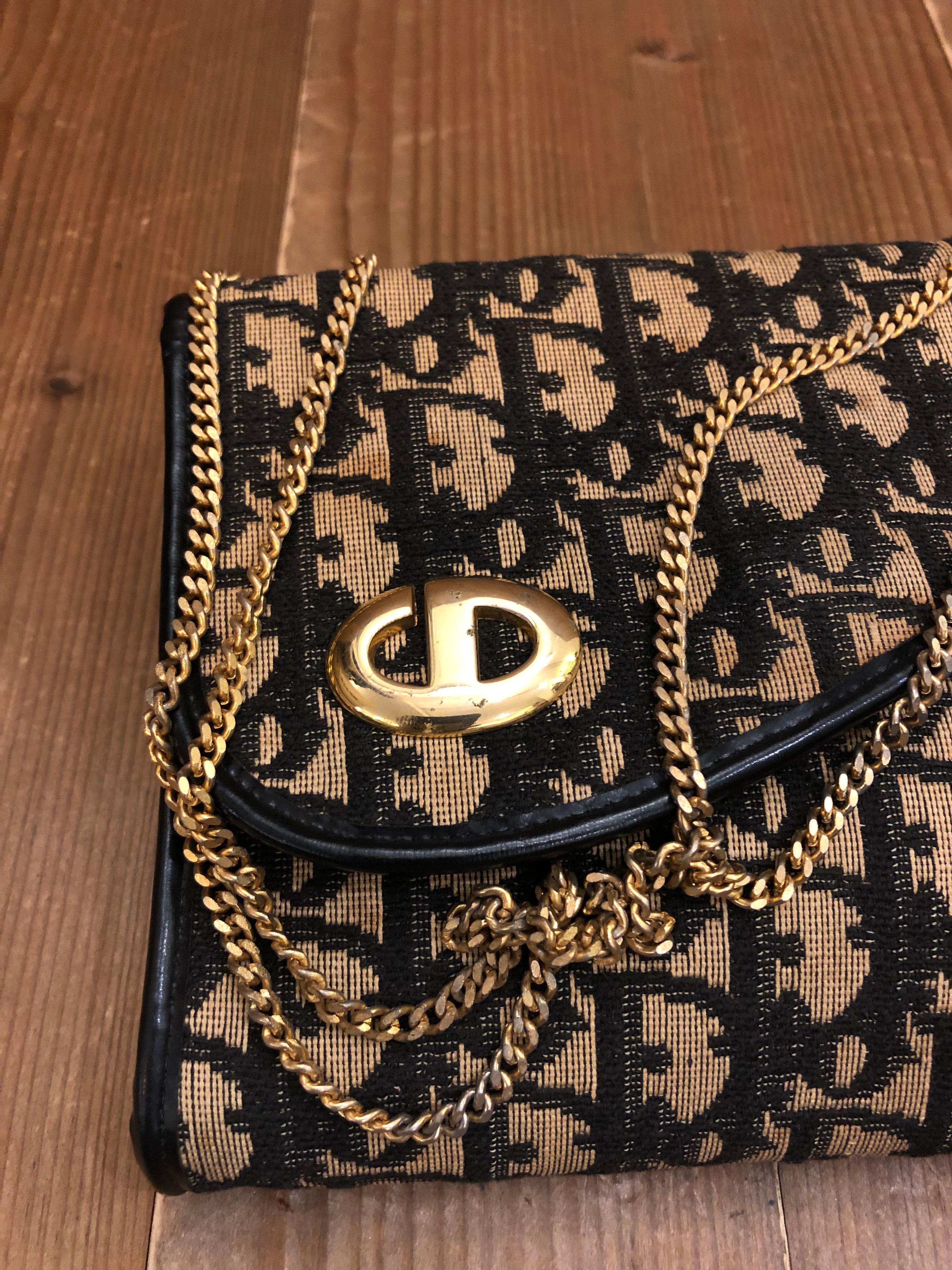 Vintage CHRISTIAN DIOR Navy Trotter Saddle Chain Bag 8