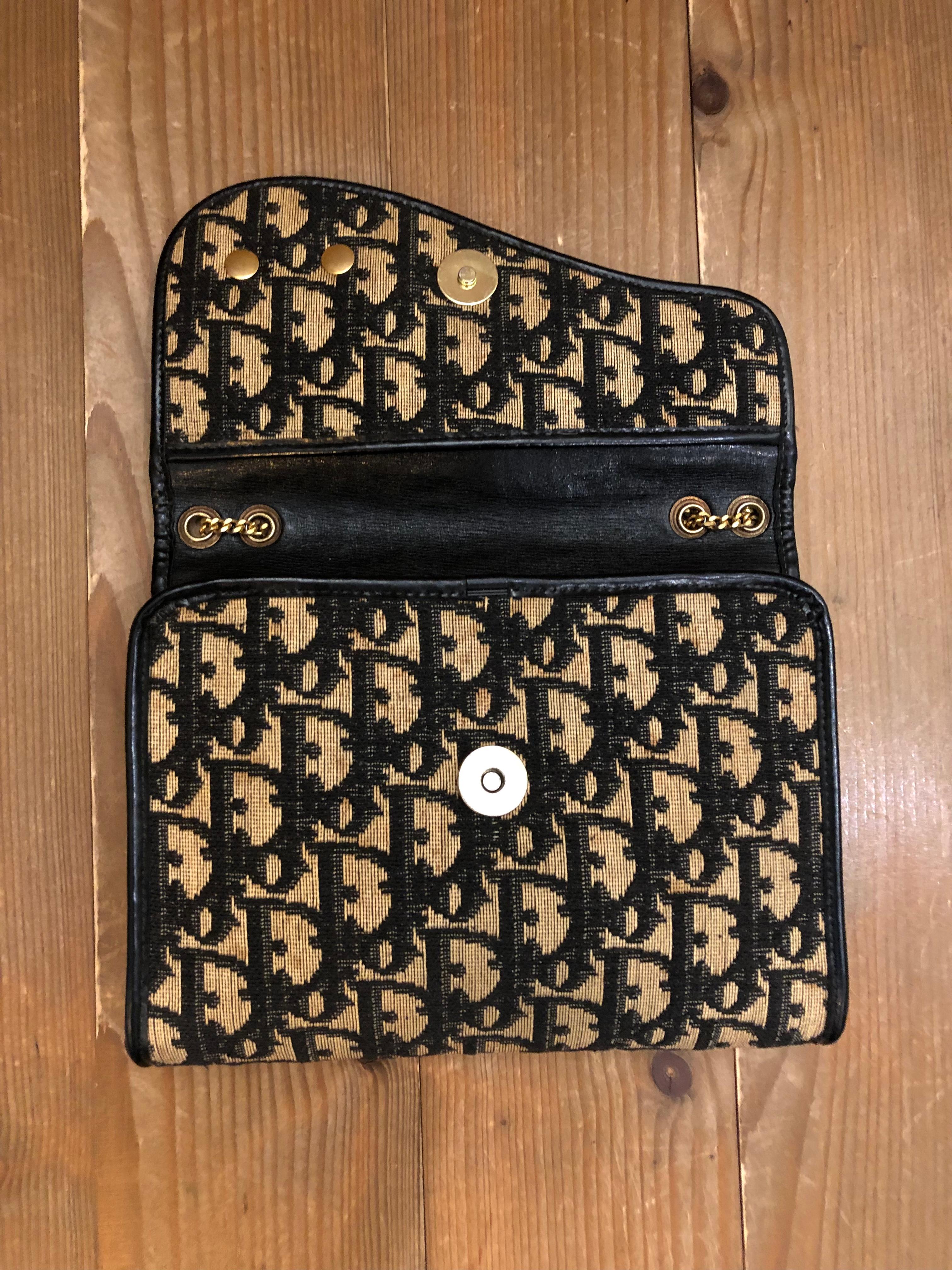 Vintage CHRISTIAN DIOR Navy Trotter Saddle Chain Bag 2
