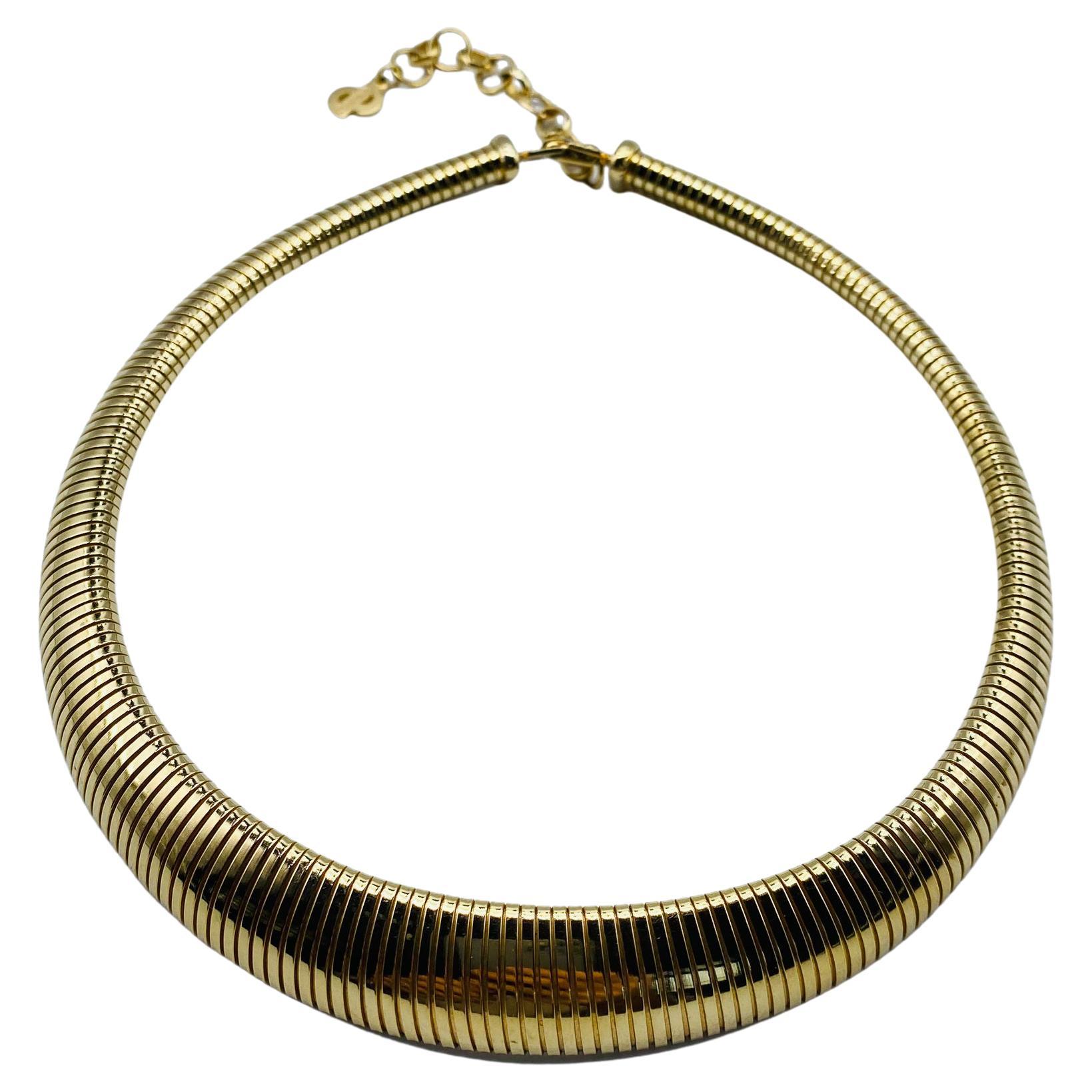 Vintage Christian Dior Gold Plated Choker Necklace 1970s at 1stDibs