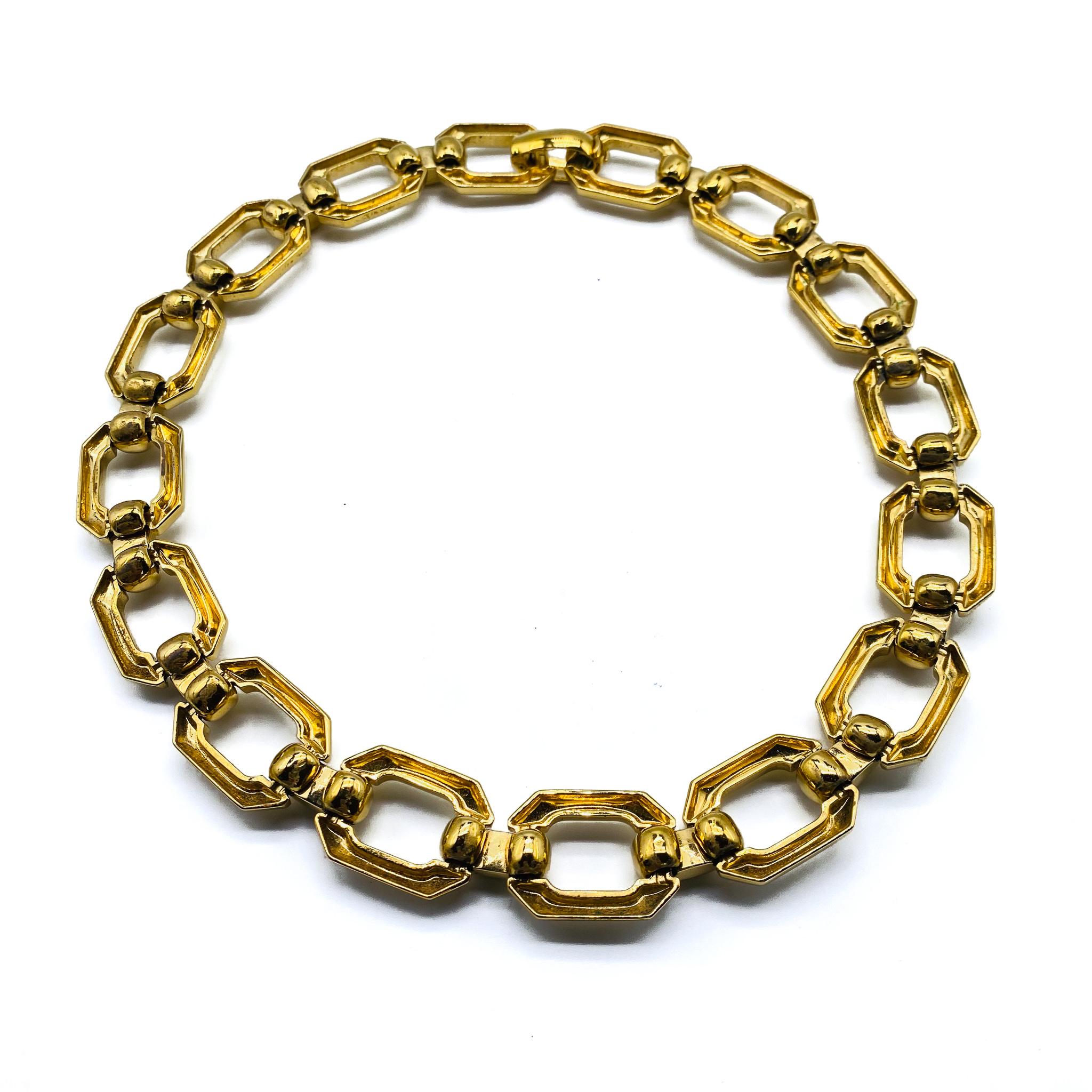 Women's Vintage Christian Dior Gold Plated Collar Necklace 1980s