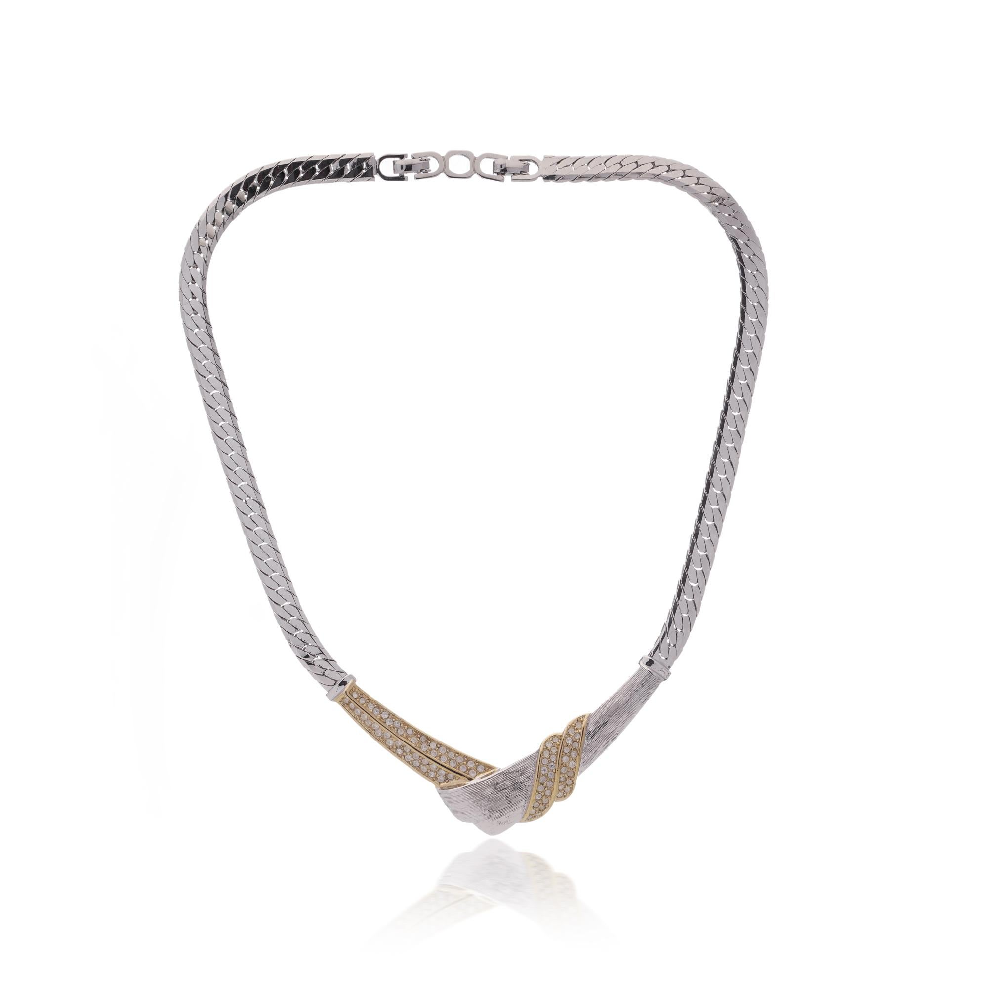Vintage Christian Dior Necklace with Crystal Accents For Sale 3