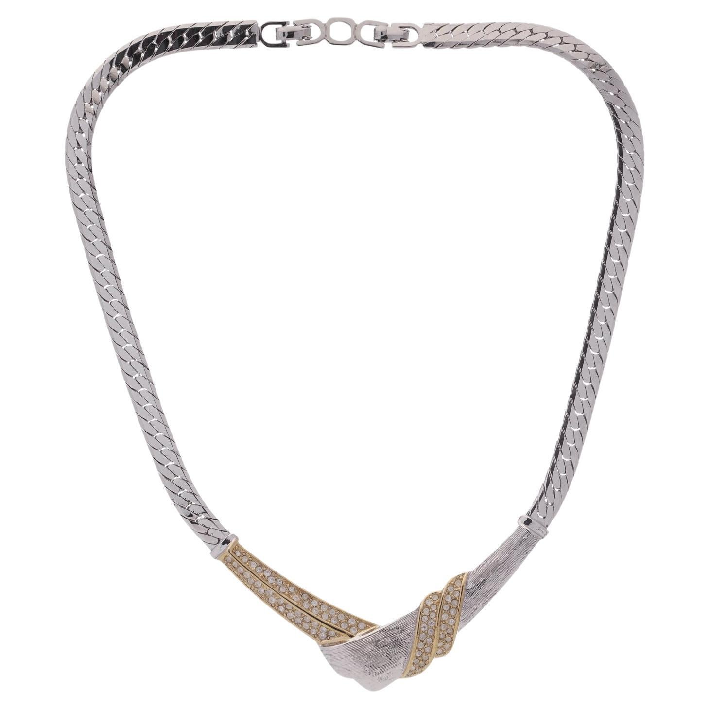 Vintage Christian Dior Necklace with Crystal Accents For Sale