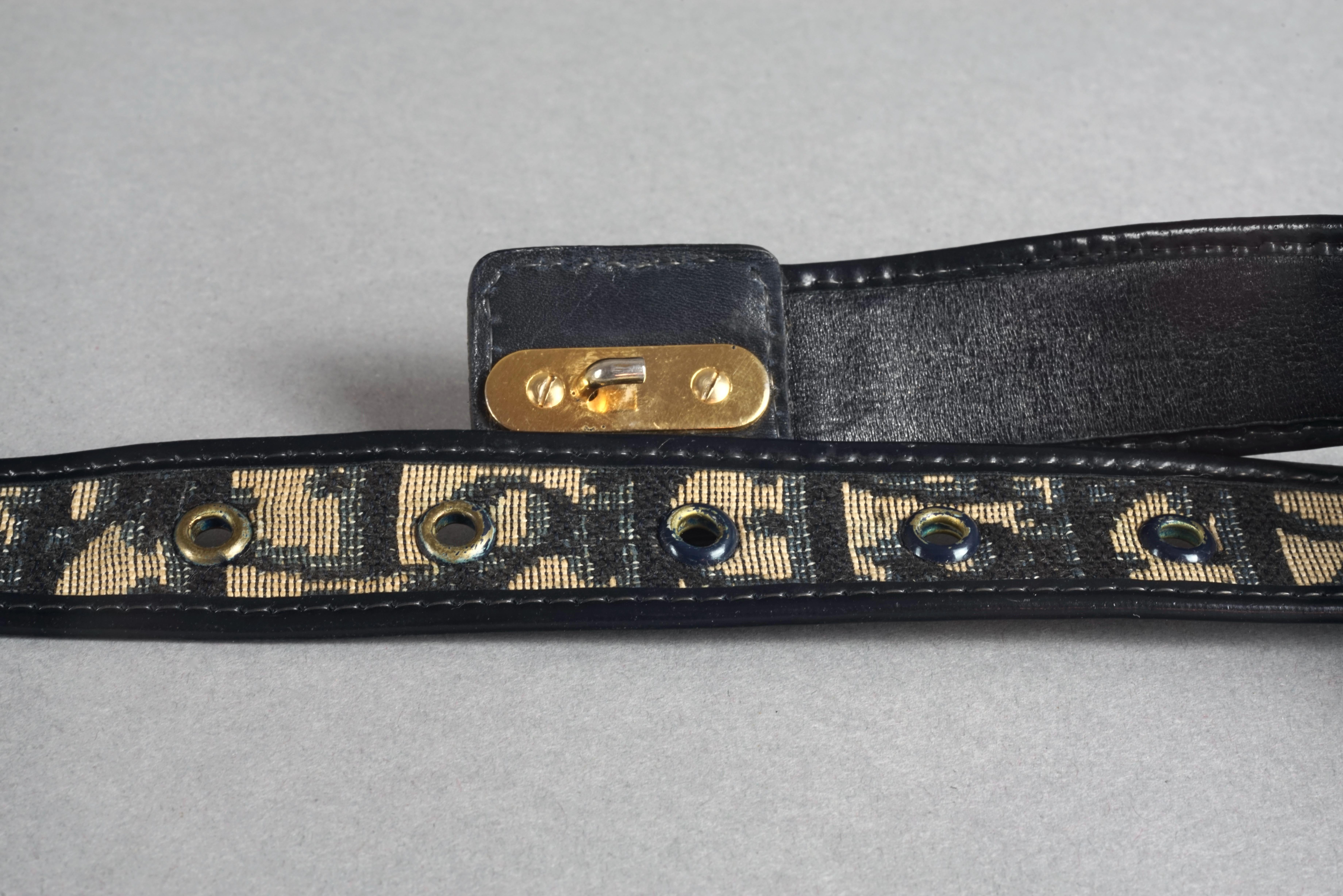 Black Vintage CHRISTIAN DIOR Oblique Logo Monogram Belt