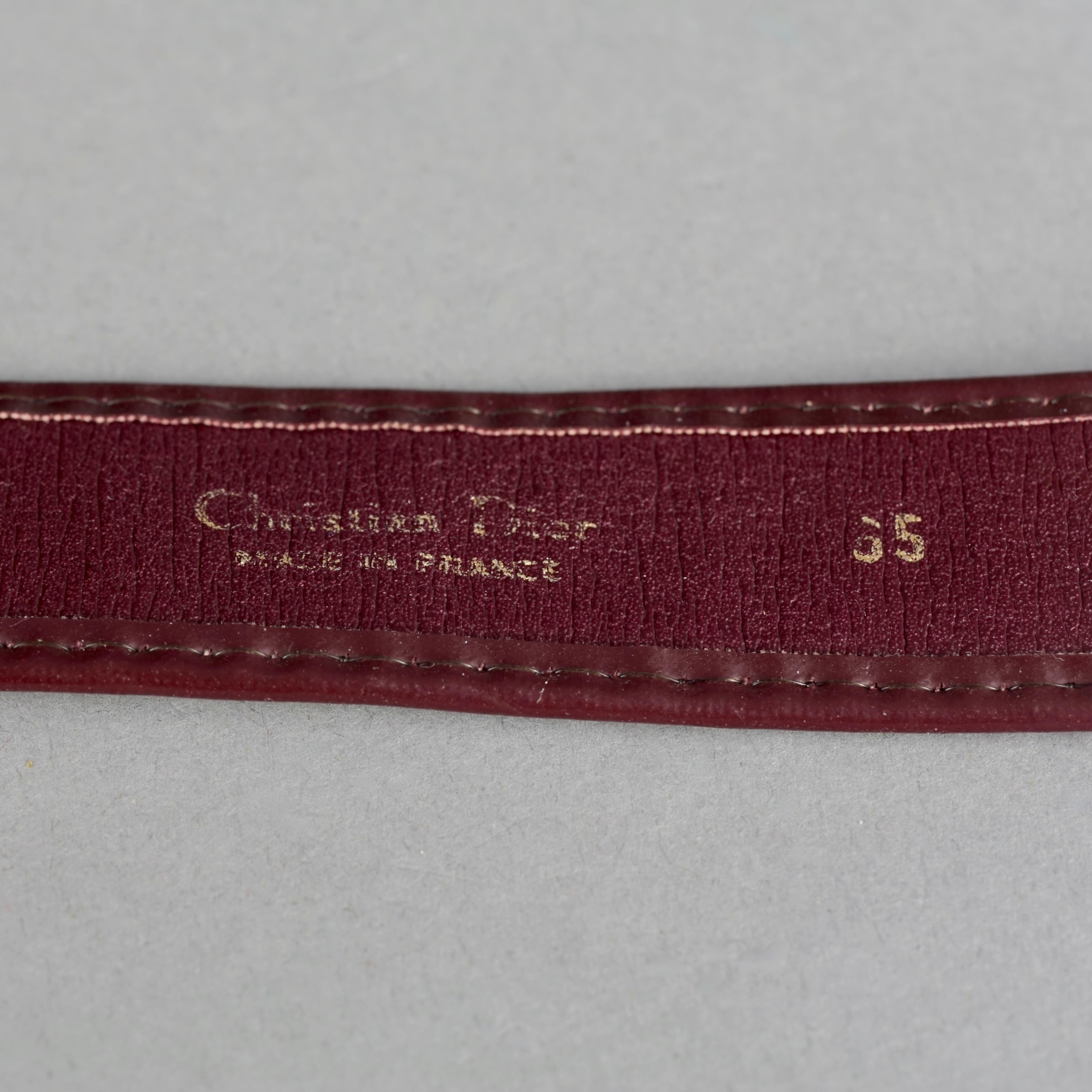 Vintage CHRISTIAN DIOR Oblique Logo Monogram Burgundy Belt For Sale 5