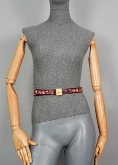 Vintage CHRISTIAN DIOR Oblique Logo Monogram Burgundy Belt