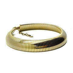 Vintage Christian Dior Statement Gold Plated Omega Link Collar 1980s