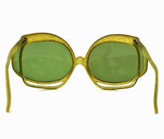 Vintage CHRISTIAN DIOR Openwork Space Age Green Oversized Sunglasses