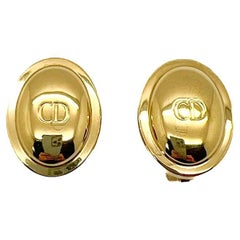 Vintage Christian Dior Oval CD Logo Earrings 1990s
