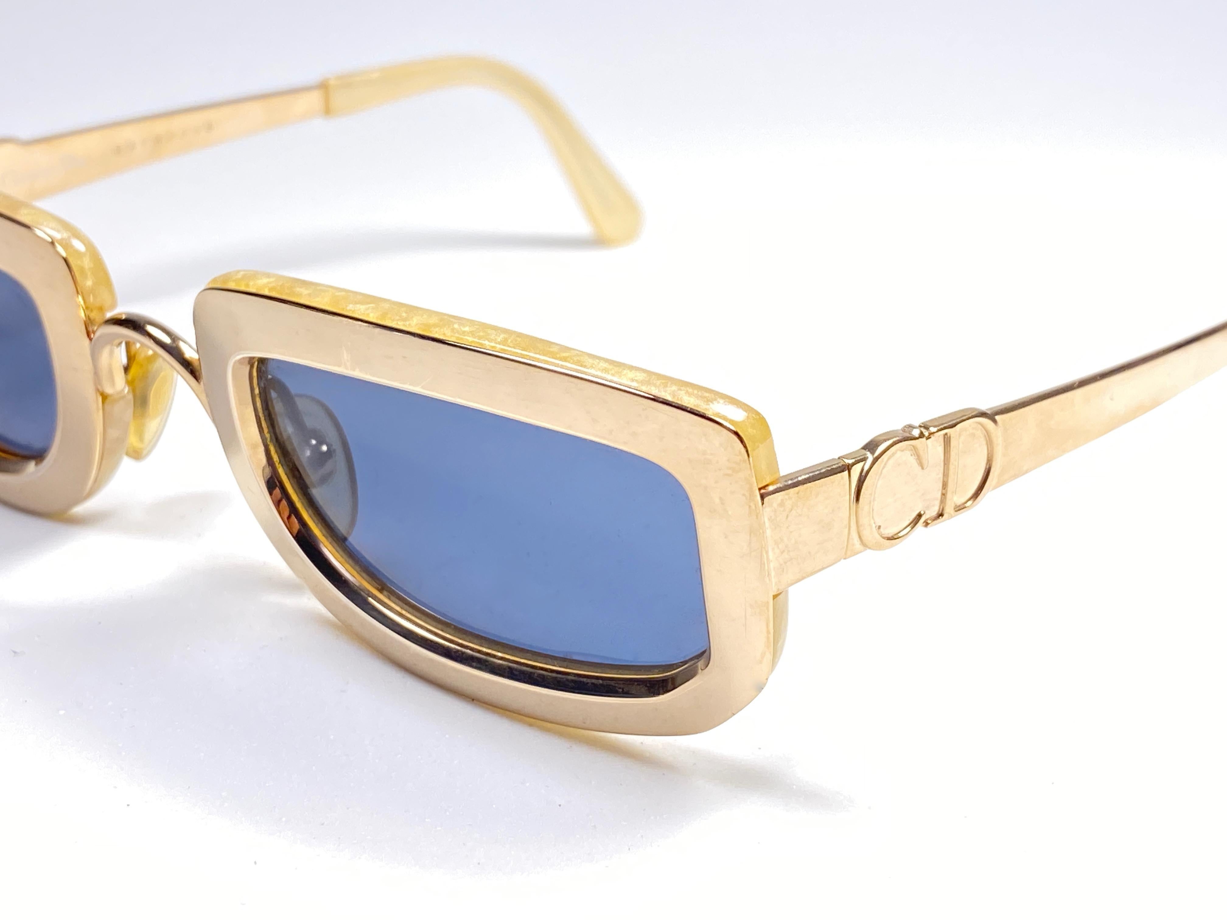 Vintage Christian Dior Oval Gold Small Grey Optyl Sunglasses 1990 1