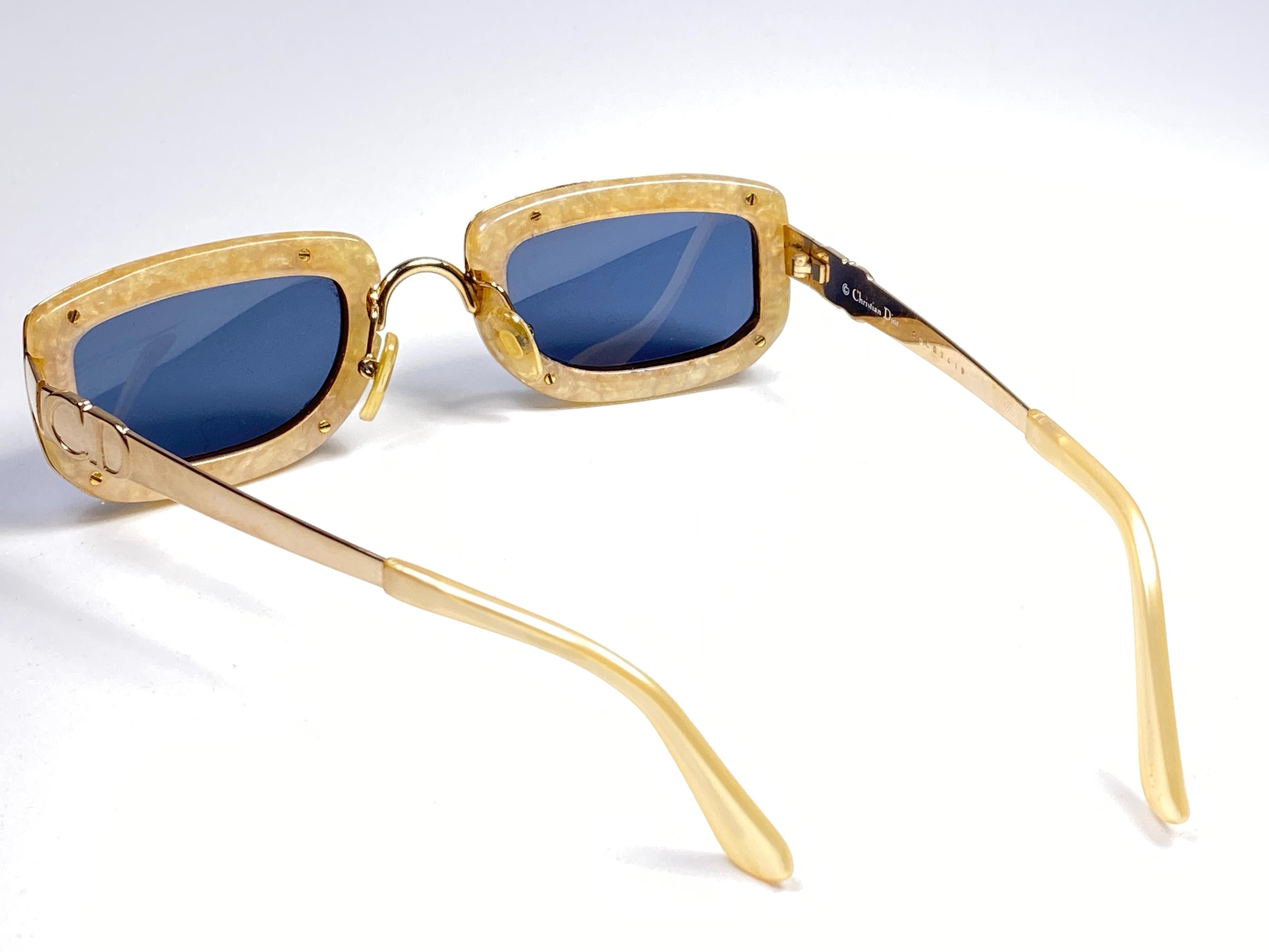 Vintage Christian Dior Oval Gold Small Grey Optyl Sunglasses 1990 2