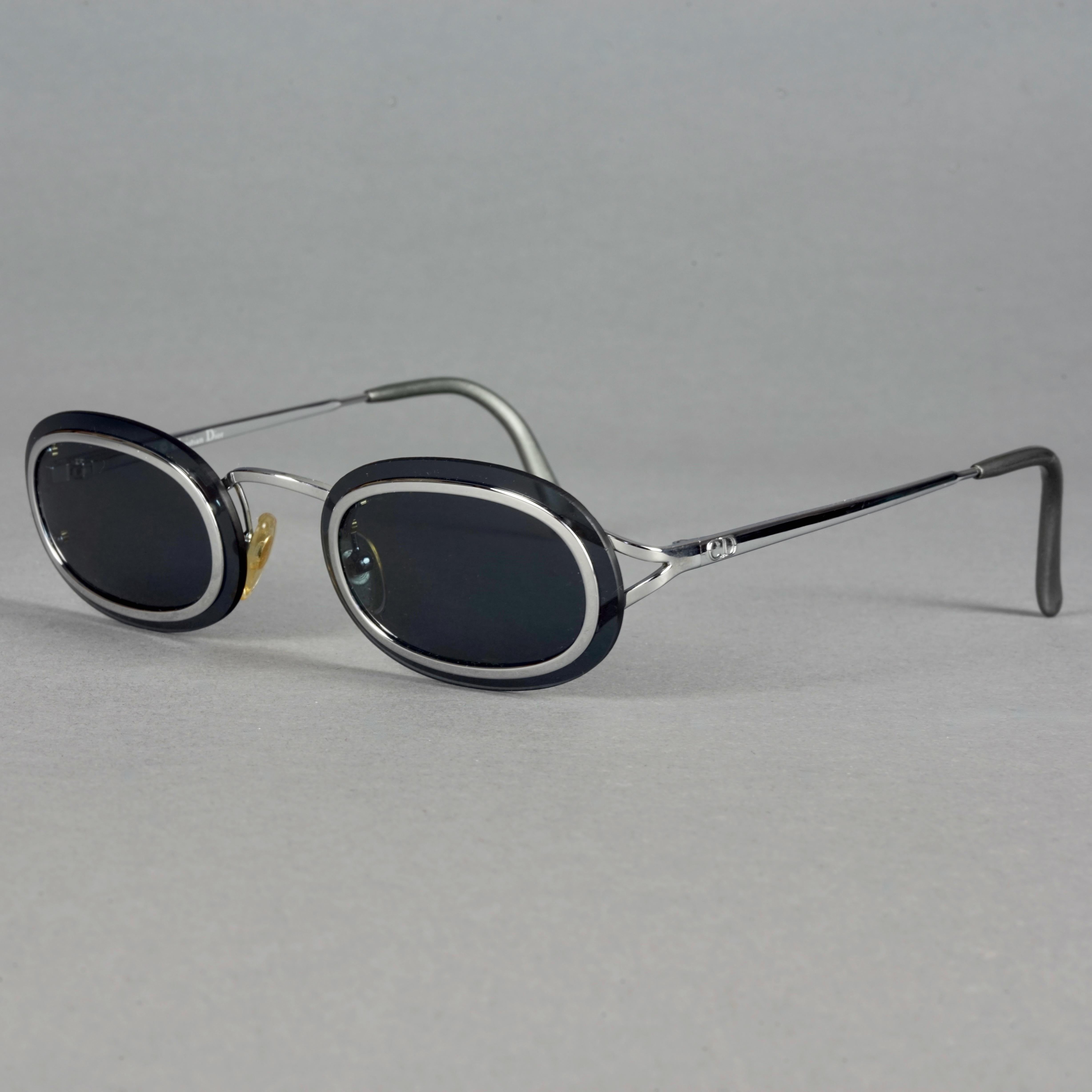 Vintage CHRISTIAN DIOR Oval Silver Sunglasses For Sale 2