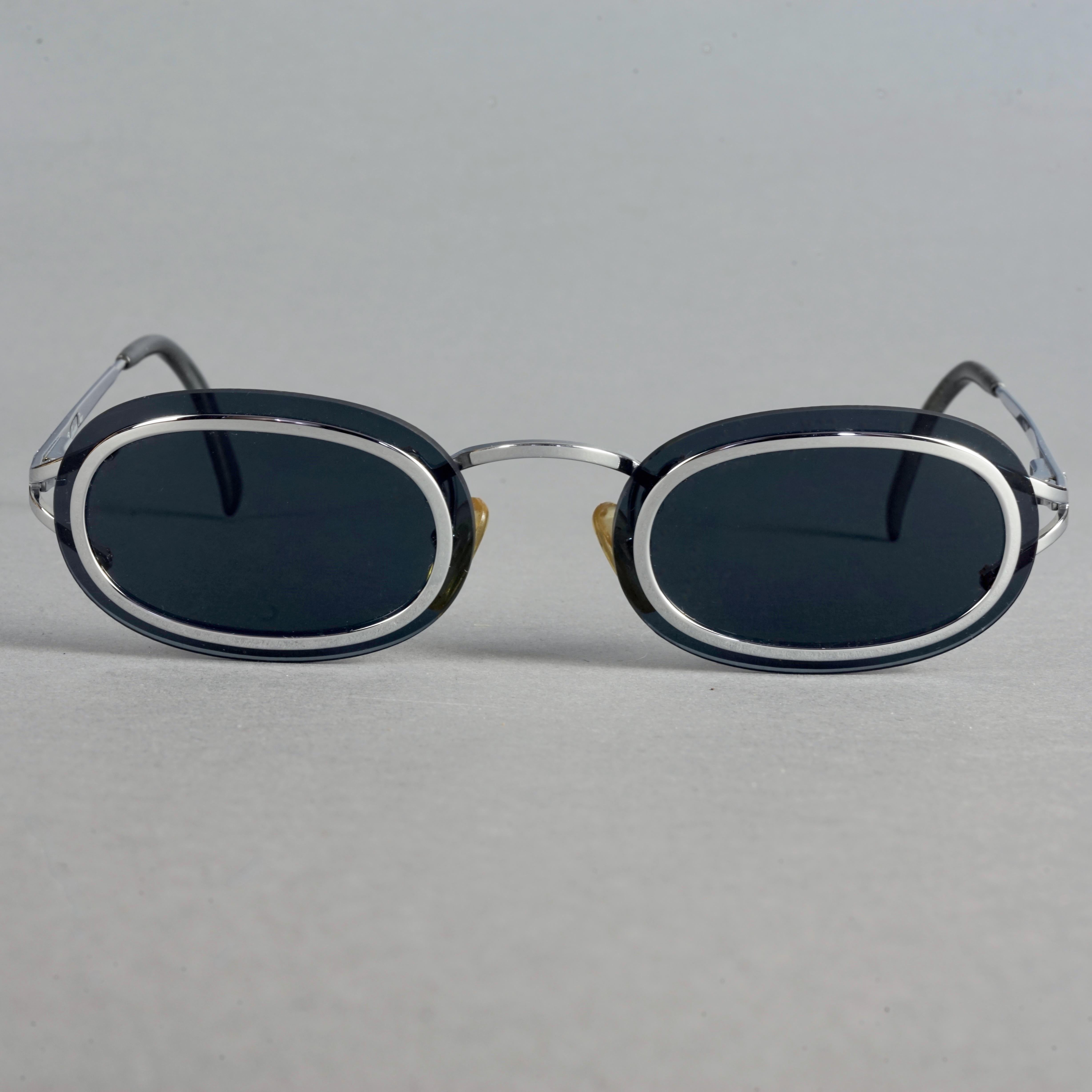 Vintage CHRISTIAN DIOR Oval Silver Sunglasses For Sale 3
