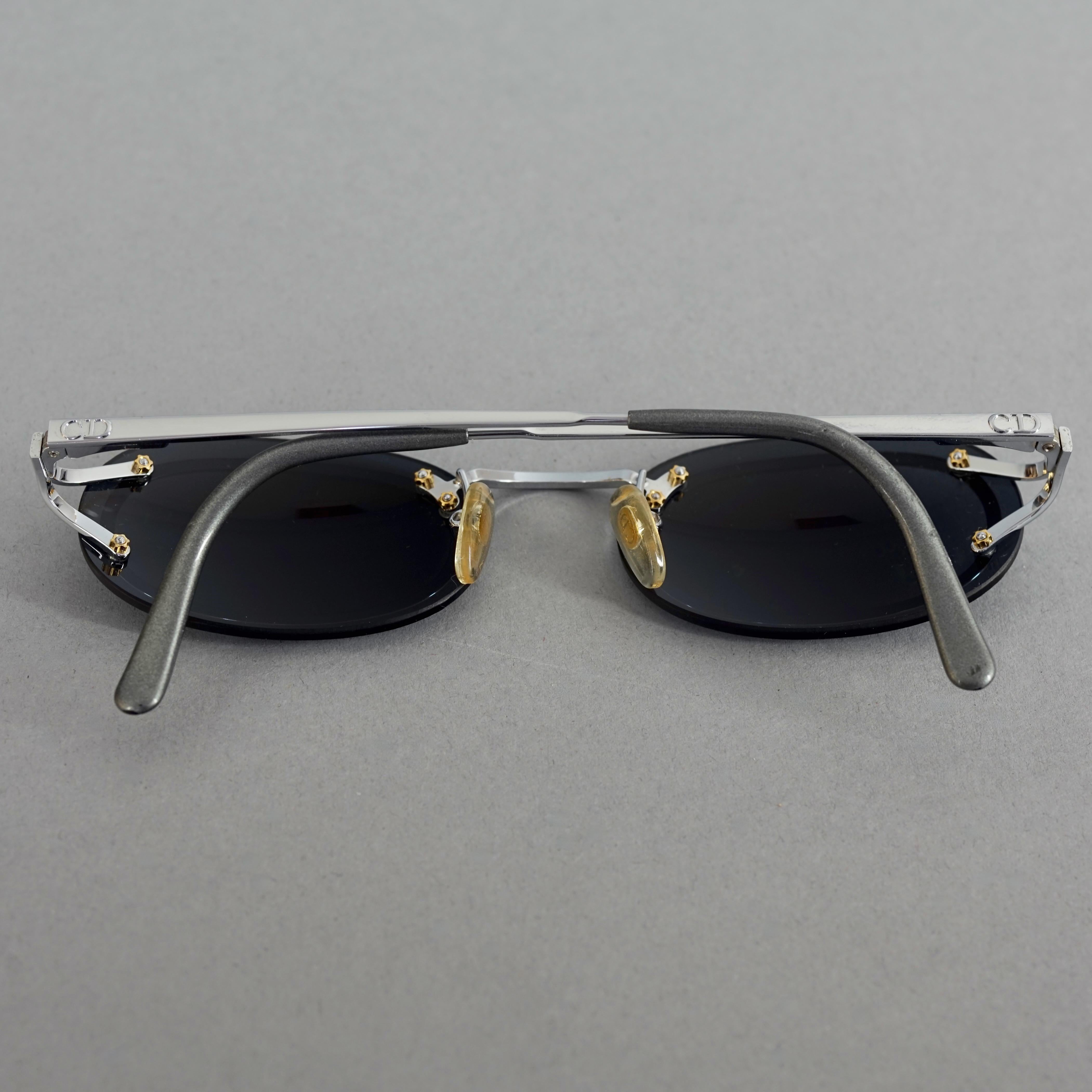 Vintage CHRISTIAN DIOR Oval Silver Sunglasses For Sale 4