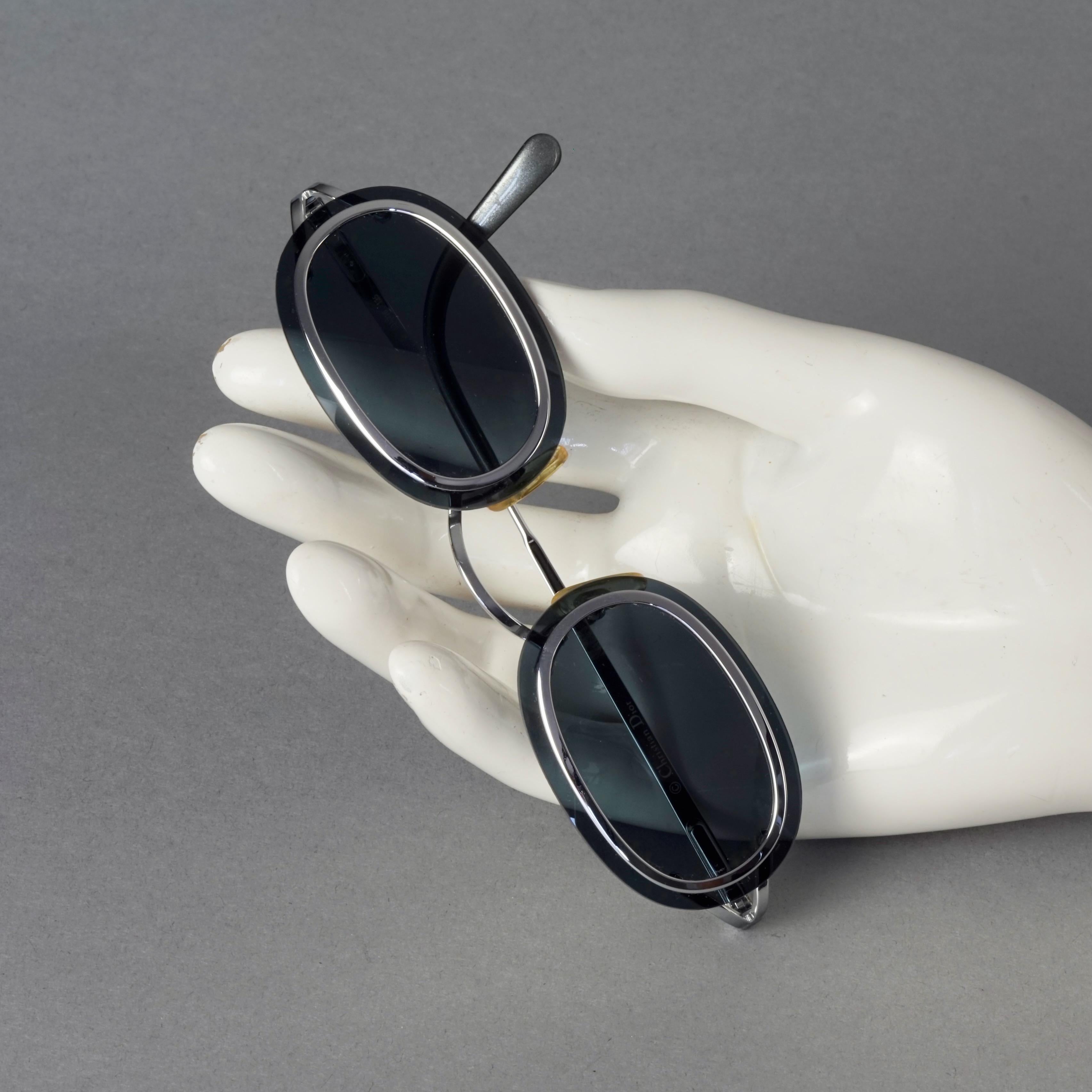 Vintage CHRISTIAN DIOR Oval Silver Sunglasses For Sale 5
