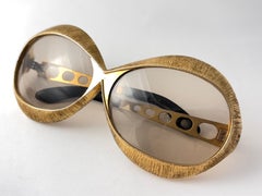 Vintage Christian Dior Oversized Gold Sunglasses 1970'S France