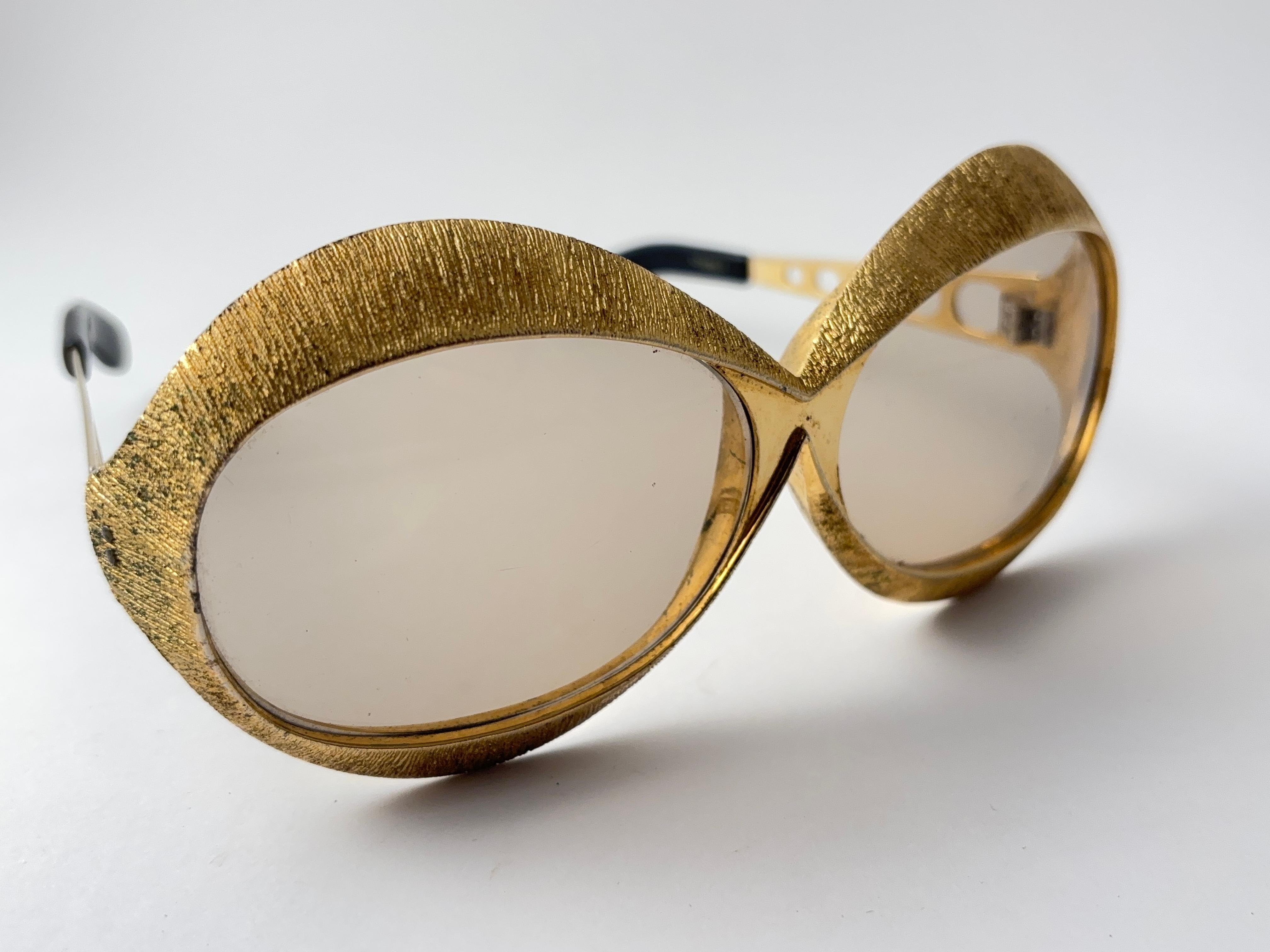 Vintage Christian Dior Übergroße Gold Sonnenbrille 1970'S Frankreich im Angebot 1