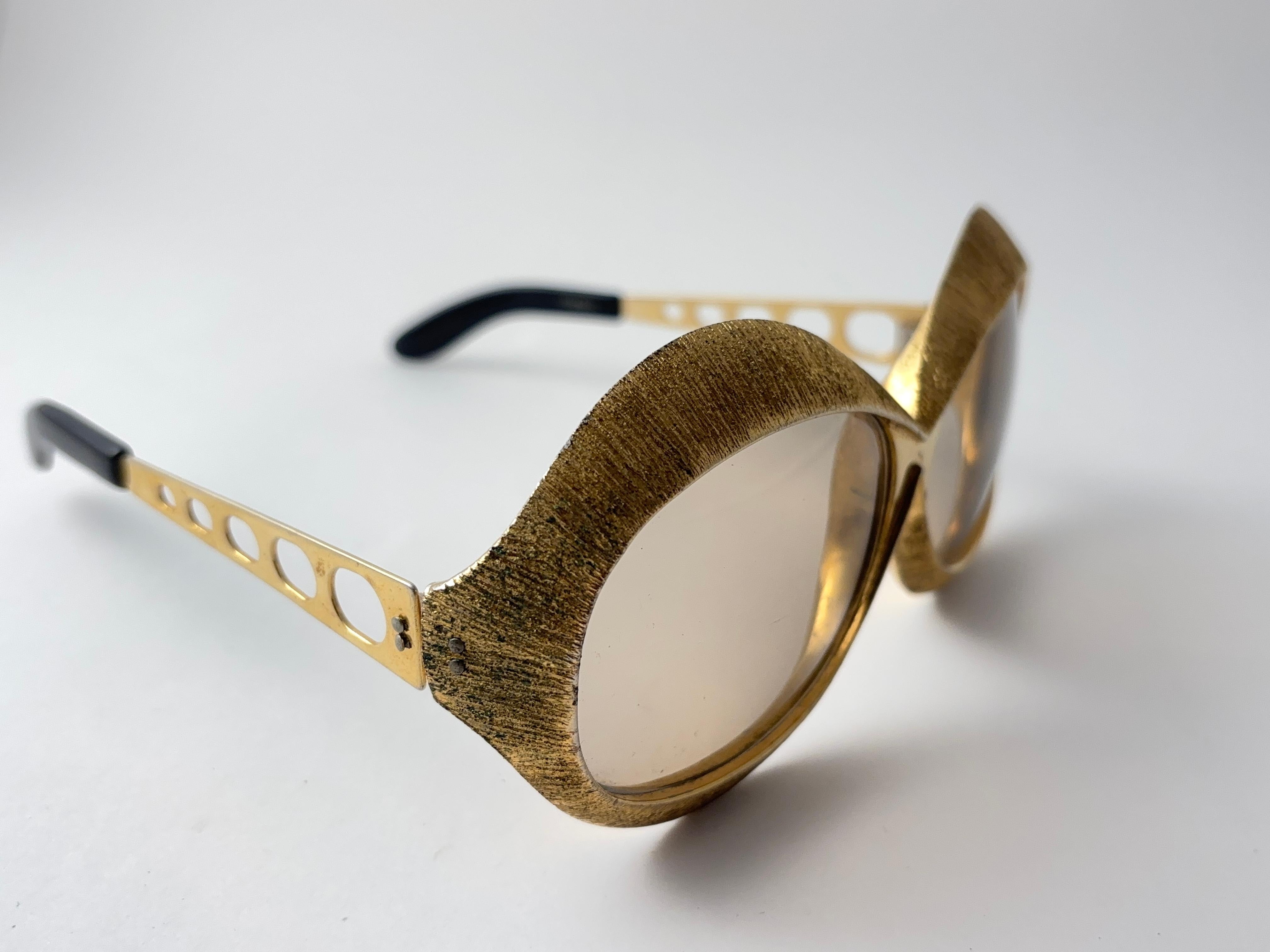 Vintage Christian Dior Übergroße Gold Sonnenbrille 1970'S Frankreich im Angebot 2