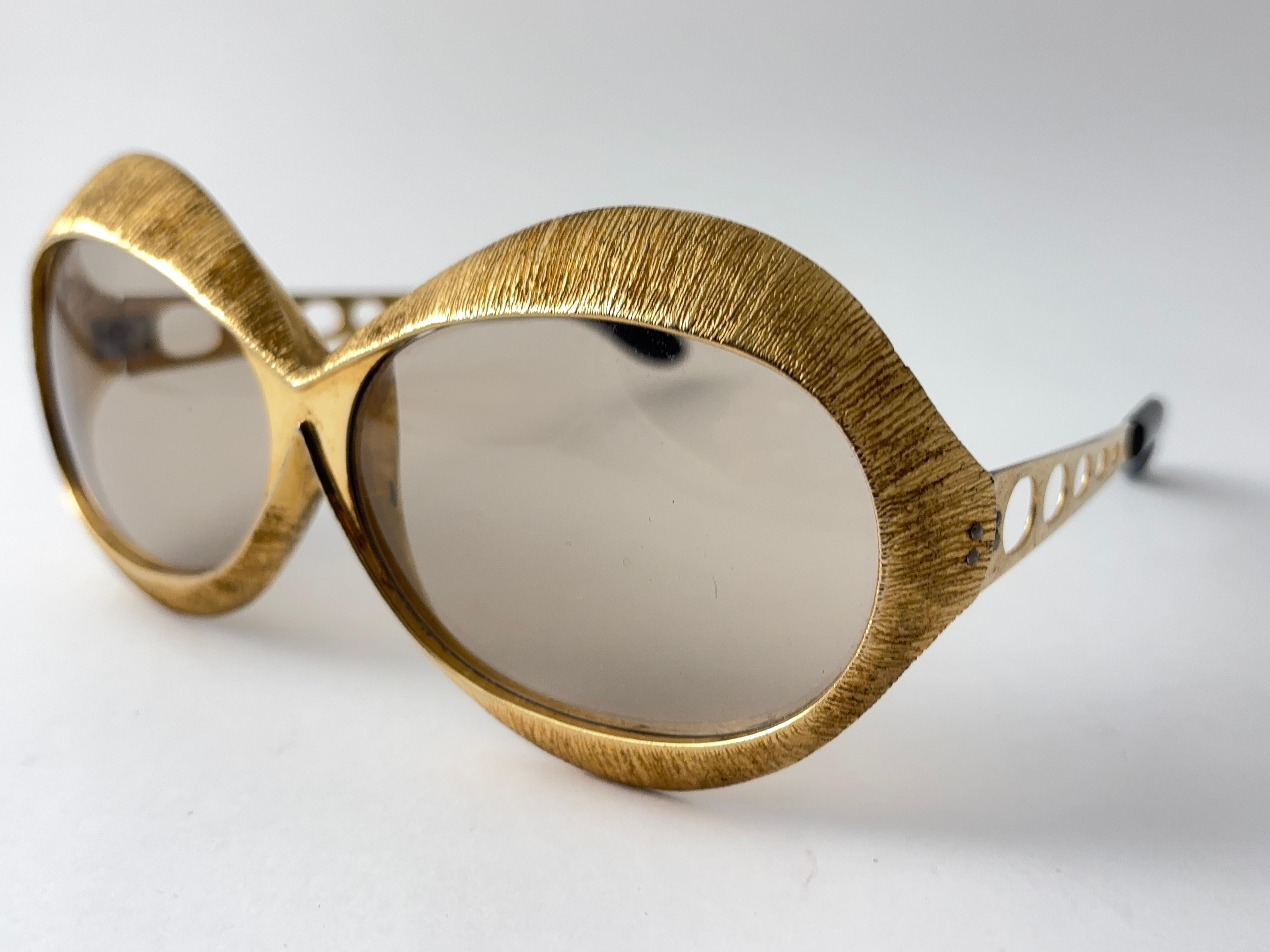 Vintage Christian Dior Übergroße Gold Sonnenbrille 1970'S Frankreich im Angebot 3