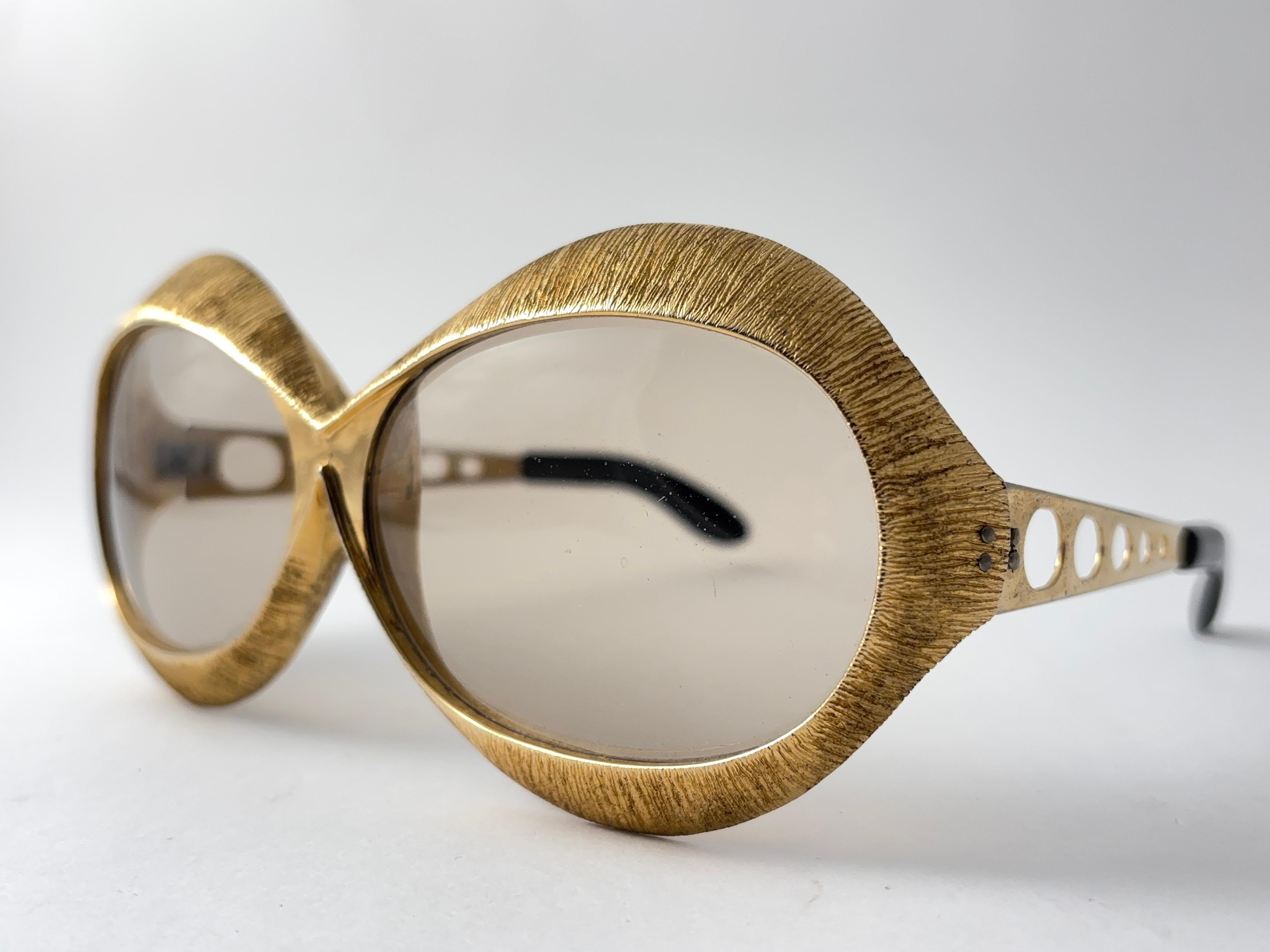 Vintage Christian Dior Übergroße Gold Sonnenbrille 1970'S Frankreich im Angebot 4