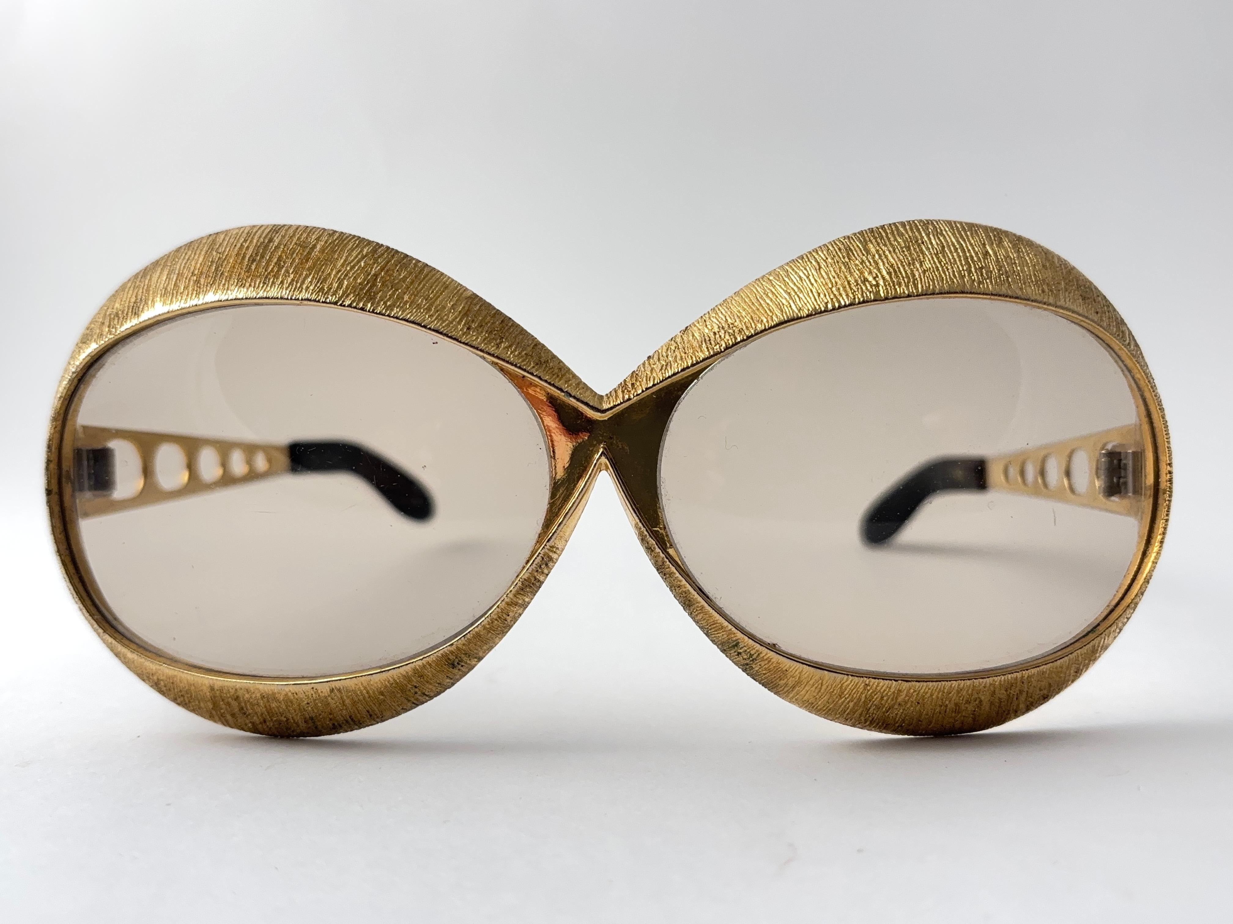 Vintage Christian Dior Übergroße Gold Sonnenbrille 1970'S Frankreich im Angebot 5