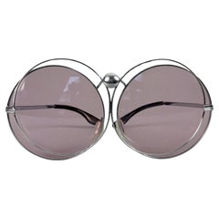 Vintage CHRISTIAN DIOR Oversized Purple Round Interlocked Silver Sunglasses