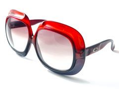 Vintage Christian Dior Oversized Red & Black Sunglasses 1970'S France