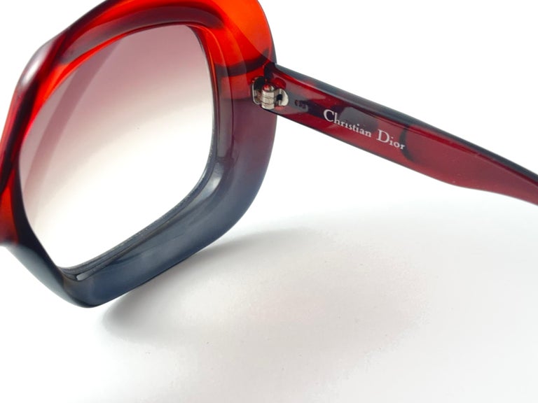 Vintage Christian Dior Oversized Red & Black Sunglasses 1970 France Vintage Christian Dior Oversized Red and Black Sunglasses  main image 2