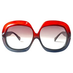 Gafas de sol vintage Christian Dior rojas y negras de gran tamaño años 70 Francia