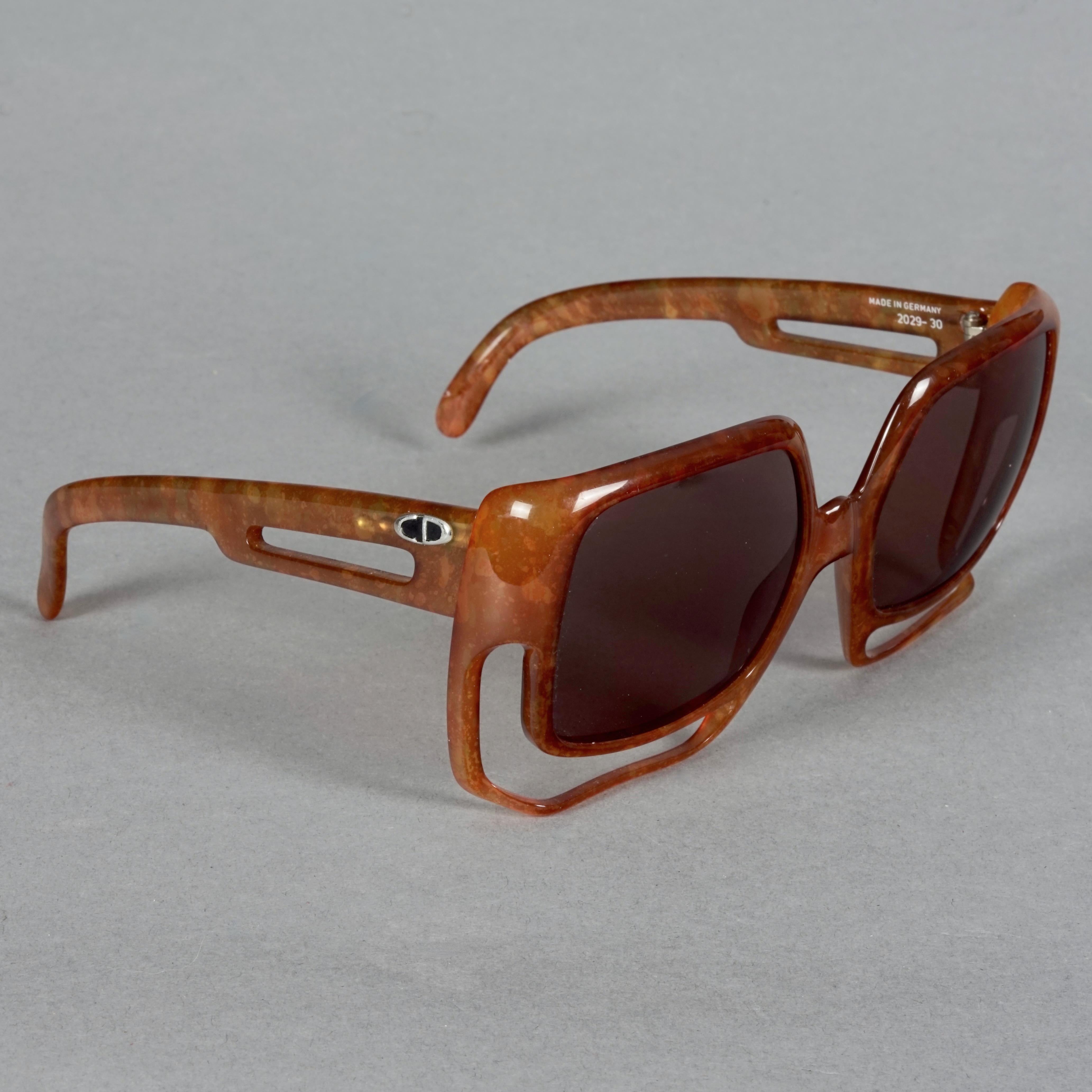Vintage CHRISTIAN DIOR Oversized Space Age Brown Sunglasses For Sale 1
