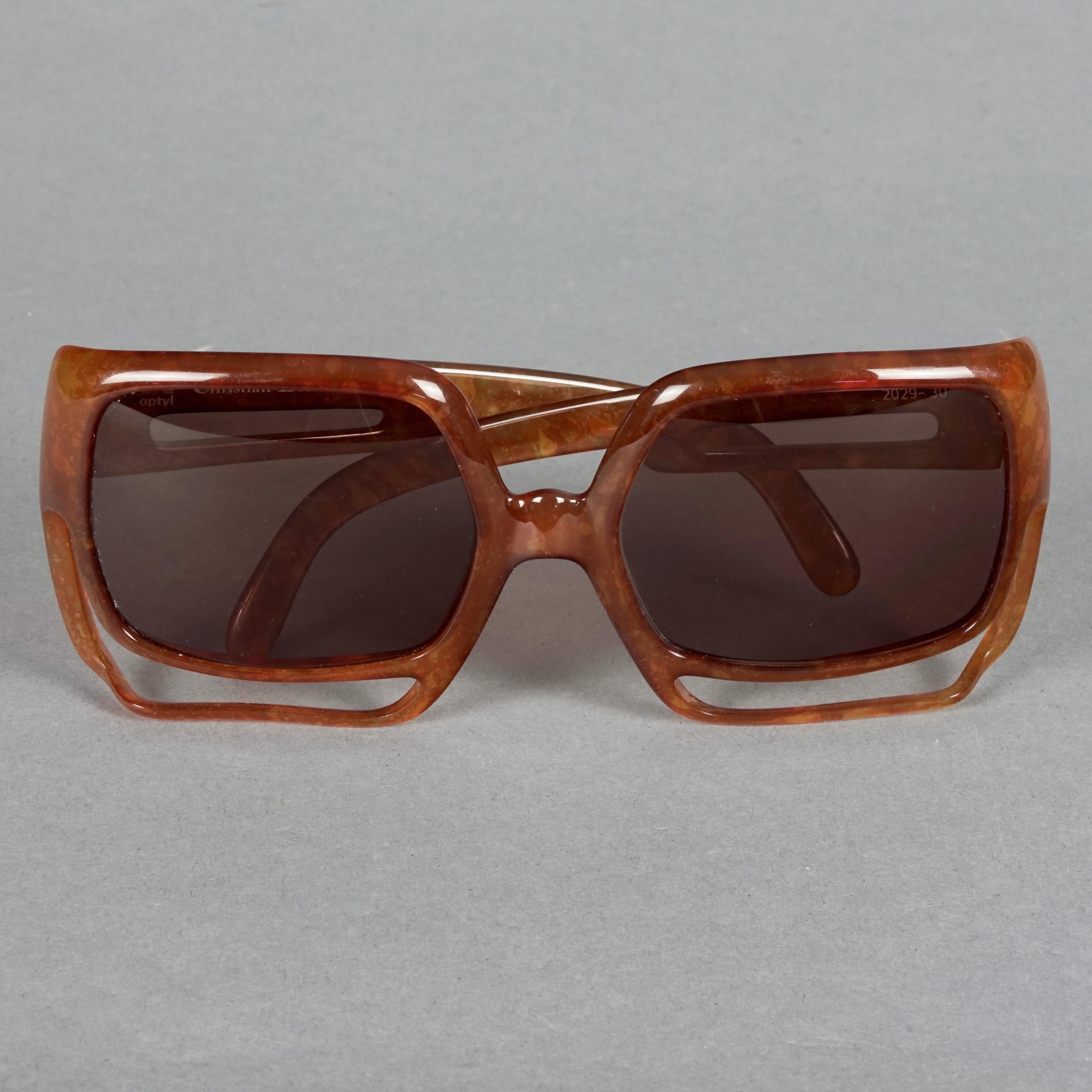 Vintage CHRISTIAN DIOR Oversized Space Age Brown Sunglasses For Sale 3