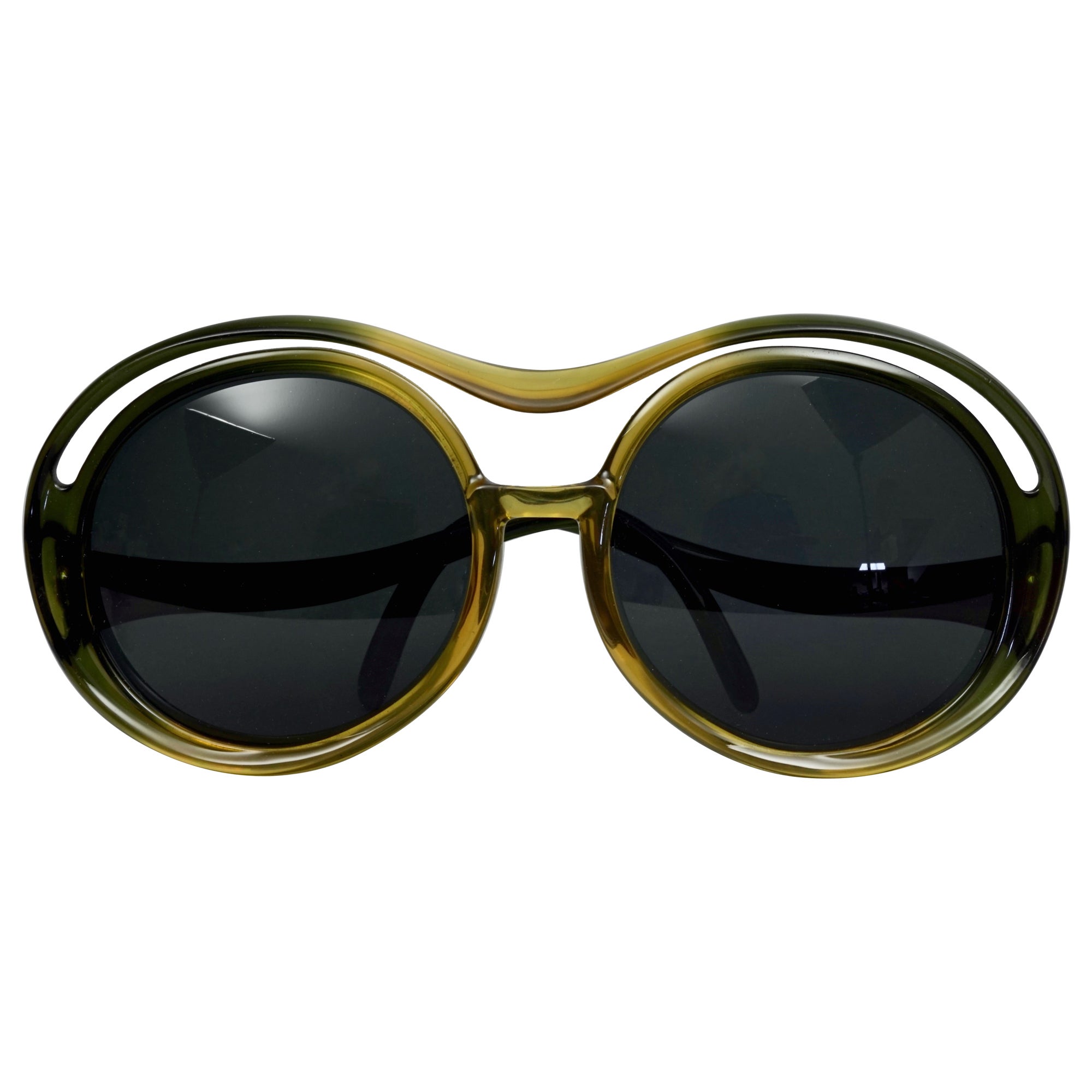 Vintage CHRISTIAN DIOR Lunettes de soleil Oversized Space Age Green