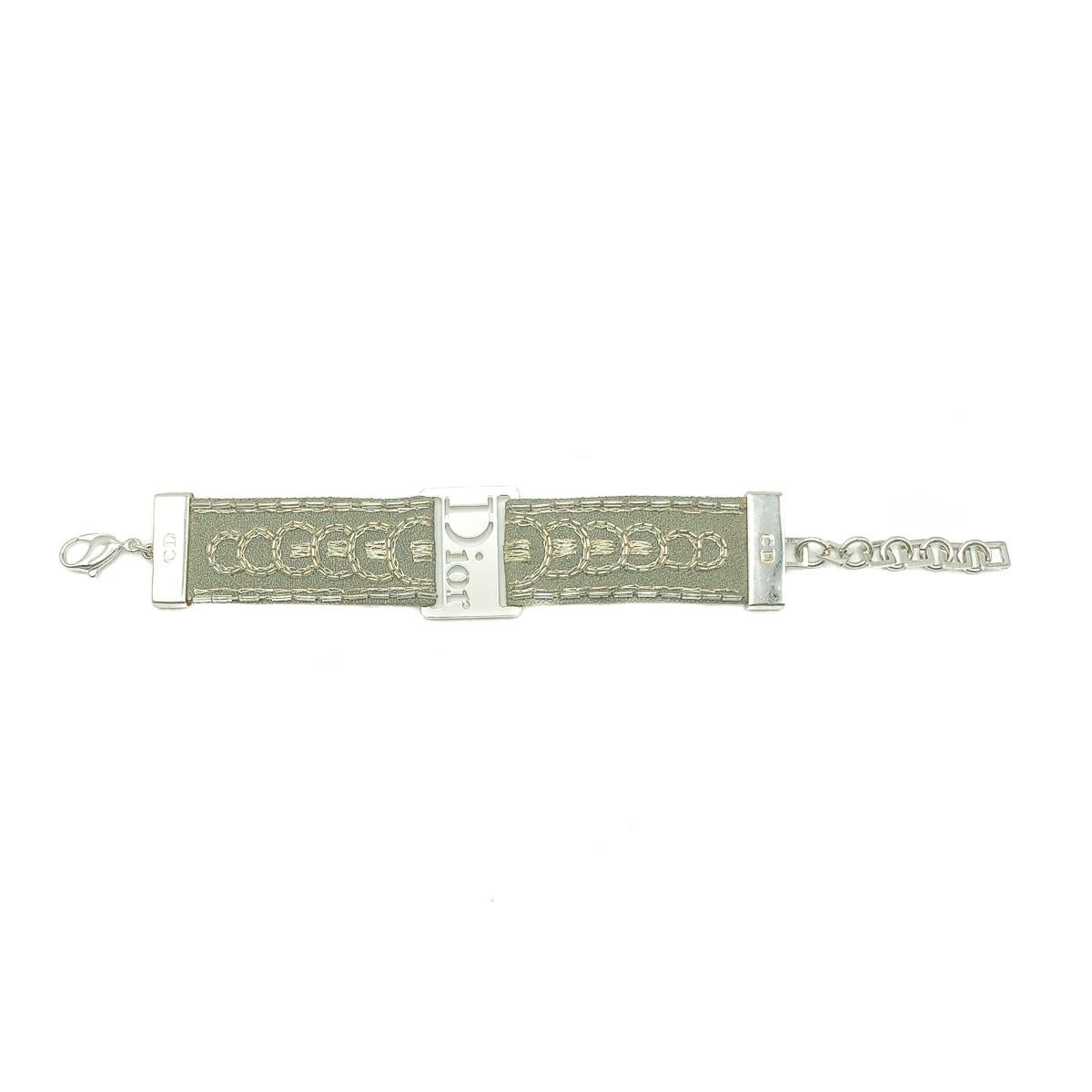 Christian Dior - Bracelet vintage à lanières avec logo kaki, années 1990 Bon état - En vente à Wilmslow, GB