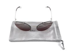 Vintage Christian Dior Peace Silver Frame Mirrored Lenses Sunglasses 2000 Y2K