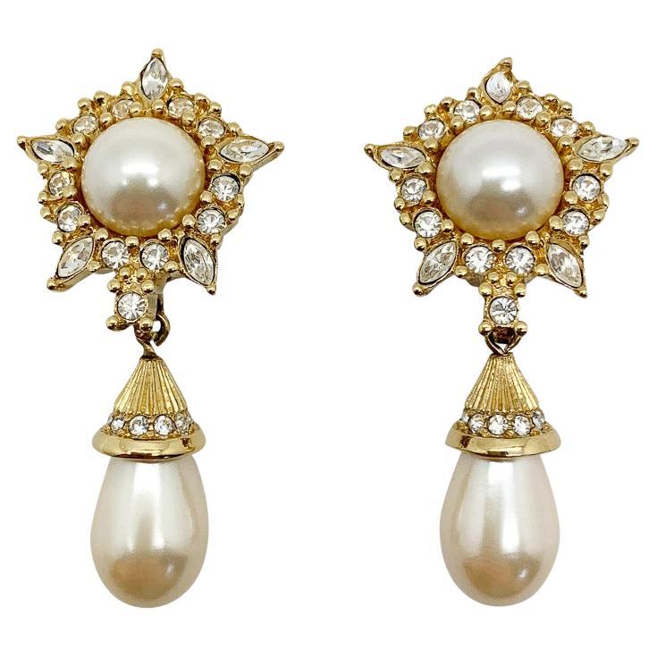 Vintage Christian Dior Pearl Drop Earrings 1980s at 1stDibs
