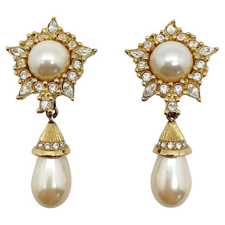 Vintage Christian Dior Pearl Drop Earrings 1980s
