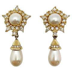Vintage Christian Dior Pearl Drop Earrings 1980s