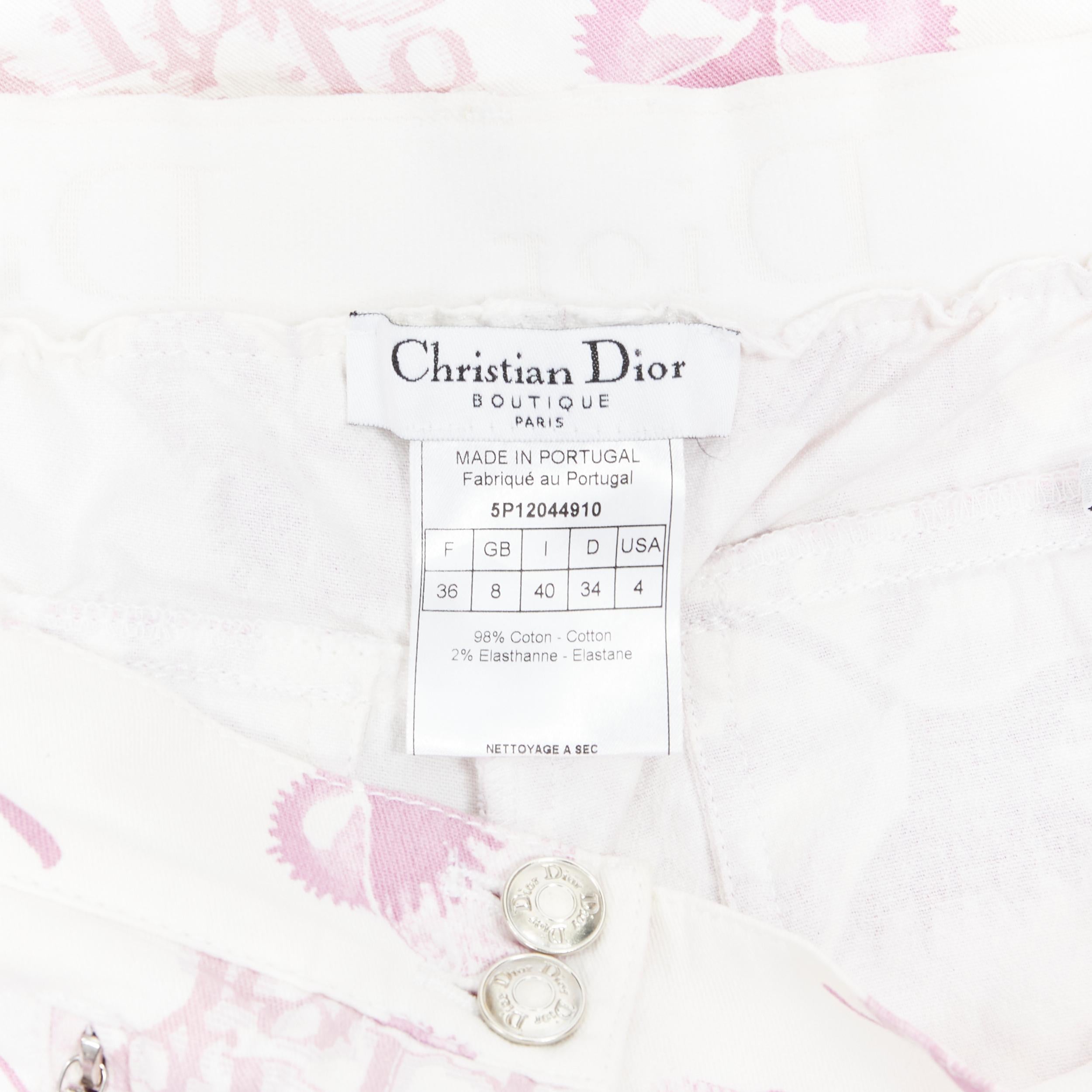vintage CHRISTIAN DIOR pink blossom monogram logo cargo jeans FR36 S 3