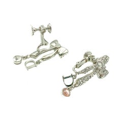 Vintage Christian Dior Pink Crystal Bow Earrings 1990s